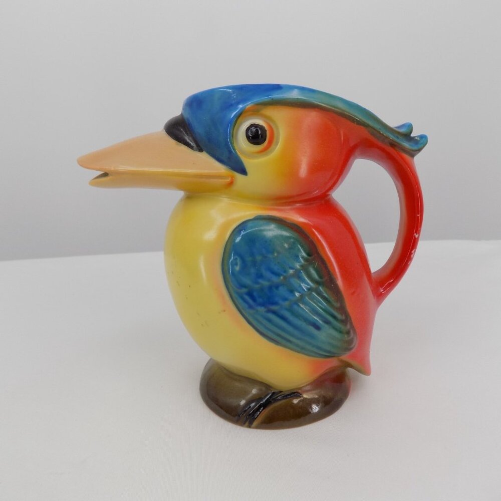 Kookaburra Parrot Tropical Bird Creamer Germany Soft Paste Porcelain Vintage